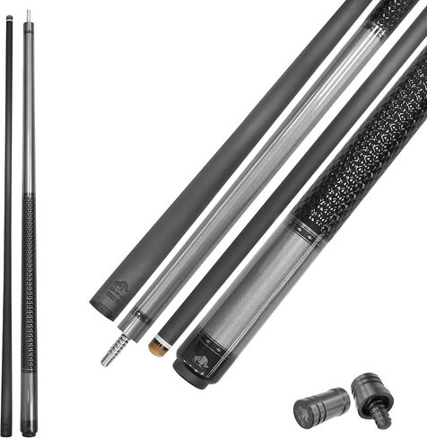 RHINO Nebula Pool Cue - رمادي فاتح (مفصل نصف قطري) - 12.8 مم، قطر الطرف 12.4 مم. استقامة. عمود من ألياف الكربون بنسبة 100% ومؤخرة مركبة، مستدقة احترافية in Saudi Arabia