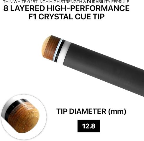 RHINO Nebula Pool Cue - رمادي فاتح (مفصل نصف قطري) - 12.8 مم، قطر الطرف 12.4 مم. استقامة. عمود من ألياف الكربون بنسبة 100% ومؤخرة مركبة، مستدقة احترافية in Saudi Arabia