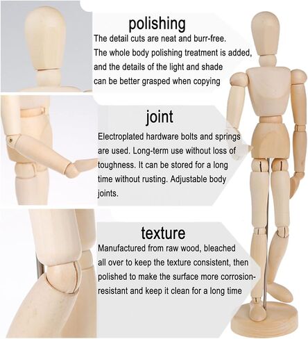 عارضة أزياء خشبية للفنان Lorcnz 1 لتزيين المنزل المثالي/رسم شخصية بشرية ثلاثية الأبعاد (8 بوصات) in Kuwait