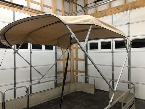قطعة قماش علوية بديلة من Bimini مع حذاء، متوافقة مع Godfrey SanPan 2500 تناسب إطار المصنع! بيج، 9 بوصات طول × 8.5 بوصات عرض، 16 أونصة، من شركة Cypress Rowe Outfitters، 4 أقواس in Saudi Arabia