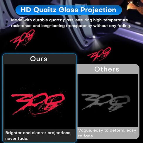 جهاز عرض شعار أضواء باب السيارة قطعتين من Hitluste مصمم لكرايسلر 300 300C 300S 2005-2022 [لا يبهت أبدًا]، ضوء ظل شبح لجهاز العرض الأحمر، 300 ملحق ضوء خطوة للباب - أحمر 01 in Kuwait