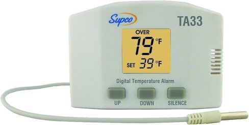 Supco TA33 Single Set Point Temperature Alarm with Digital Display and Battery Backup, -40 to 160 Degrees F, 120 VAC in Saudi Arabia