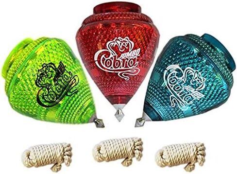 3 Pack Jumbo Cobra Durable Plastic Spin Tops for Kids Metal Tip Made in Mexico - Trompo Mexicano Jumbo Cobra Pl᳴ICO Durable & Punta de Metal with a Nylon Mini Tote Bag in Kuwait