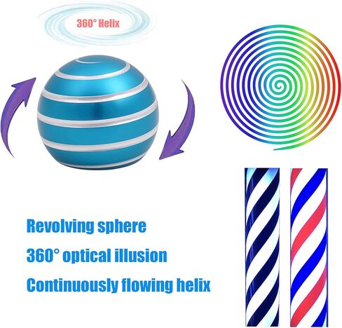 ألعاب مكتبية حركية، أدوات Chihimoer FidgetCool، مغازل تململ على سطح المكتب للبالغين 60 ثانية، ألعاب صغيرة ورائعة مع الوهم البصري لهدايا تخفيف التوتر باللون الأسود in Kuwait