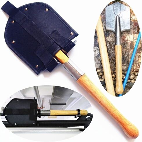 مجرفة OutShovel للتخييم A3 Wolf Warrior مجرفة بمقبض من الخشب الصلب، مجرفة حديقة جيولوجية، أداة ترسيخ مجرفة تكتيكية من الفولاذ الكربوني للطرق الوعرة والمشي لمسافات طويلة وحفر الأوساخ والرمل والطين والثلج in Kuwait