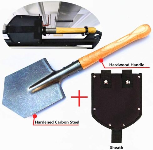 مجرفة OutShovel للتخييم A3 Wolf Warrior مجرفة بمقبض من الخشب الصلب، مجرفة حديقة جيولوجية، أداة ترسيخ مجرفة تكتيكية من الفولاذ الكربوني للطرق الوعرة والمشي لمسافات طويلة وحفر الأوساخ والرمل والطين والثلج in Kuwait