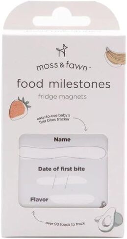 Moss and Fawn Food Milestone Fridge Magnet Set with Bonus Feeding Tips Magnets and Dry Erase Marker - Comprehensive Tracking, Baby Food Chart and Checklist in Saudi Arabia