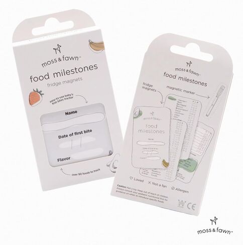 Moss and Fawn Food Milestone Fridge Magnet Set with Bonus Feeding Tips Magnets and Dry Erase Marker - Comprehensive Tracking, Baby Food Chart and Checklist in Saudi Arabia