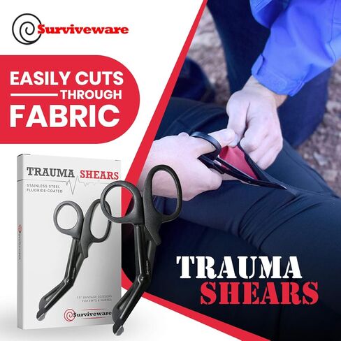 مقصات الصدمات والضمادات من Surviveware للممرضات وفرق الطوارئ الطبية والإسعافات الأولية، 7.5 بوصة in Kuwait