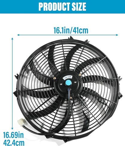 مجموعة تجميع مروحة تبريد الرادياتير الكهربائي من Zlirfy، مجموعة مراوح تبريد الرادياتير الكهربائية بمروحة رفيعة للسيارة، مروحة تبريد عالية الأداء مع حامل 12 فولت (أسود - 7 بوصة) in Kuwait
