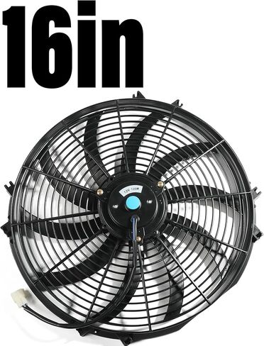 مجموعة تجميع مروحة تبريد الرادياتير الكهربائي من Zlirfy، مجموعة مراوح تبريد الرادياتير الكهربائية بمروحة رفيعة للسيارة، مروحة تبريد عالية الأداء مع حامل 12 فولت (أسود - 7 بوصة) in Kuwait