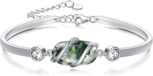 HPQQ 925 Sterling Silver Bangle Bracelet for Women Adjustbale Gmestone Bracelet Fine Jewelry Anniversary Birthday Mothers Day Gifts for Women Mom Wife Girls in Saudi Arabia