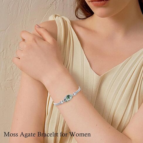 HPQQ 925 Sterling Silver Bangle Bracelet for Women Adjustbale Gmestone Bracelet Fine Jewelry Anniversary Birthday Mothers Day Gifts for Women Mom Wife Girls in Saudi Arabia