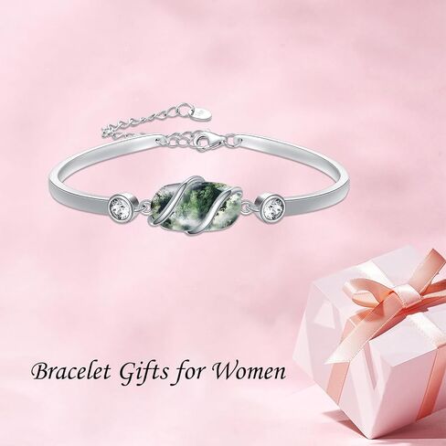 HPQQ 925 Sterling Silver Bangle Bracelet for Women Adjustbale Gmestone Bracelet Fine Jewelry Anniversary Birthday Mothers Day Gifts for Women Mom Wife Girls in Saudi Arabia