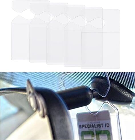 GLSOWEE Clear Parking Permit Holder, Car Rear View Mirror Document Hanger, Vertical Parking Lot Pass Car Parking Card Holder for Passes/Permits/Small Stickers, for Cars, Trucks, SUVs in Saudi Arabia