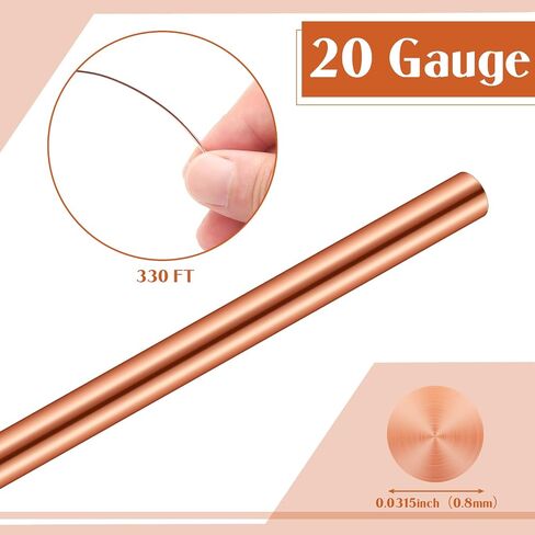 Kanayu 99.9% Pure Copper Wire for Jewelry Making Half Hard Solid Bare Copper Wire Round Bright for Beading Crafts Electroculture Gardening Plants, 1 Pound (18 Gauge,0.04'' Diameter, 210 Feet Length) in Saudi Arabia