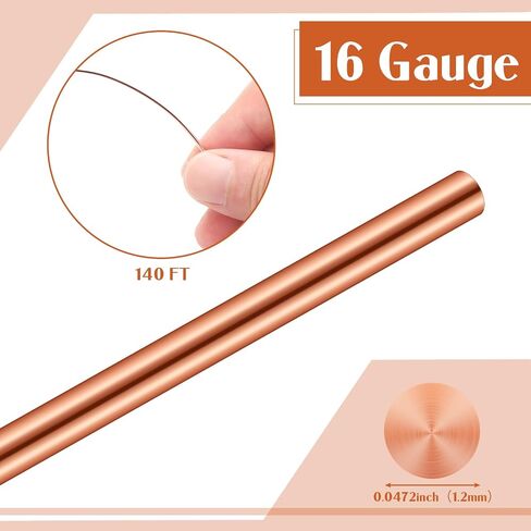 Kanayu 99.9% Pure Copper Wire for Jewelry Making Half Hard Solid Bare Copper Wire Round Bright for Beading Crafts Electroculture Gardening Plants, 1 Pound (18 Gauge,0.04'' Diameter, 210 Feet Length) in Saudi Arabia