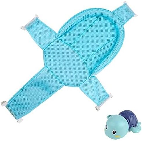 Baby Bath Seat Support Net, with Four Safety Support Corner, Bathtub Sling Shower Mesh, Adjustable Comfortable Non-Slip Bath Seat for Infant (Blue) in Saudi Arabia
