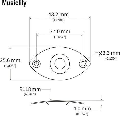 لوحات جاك معدنية فارغة بيضاوية منبعجة من Musiclily للجيتار الكهربائي، أسود (عبوة من قطعتين) in Saudi Arabia
