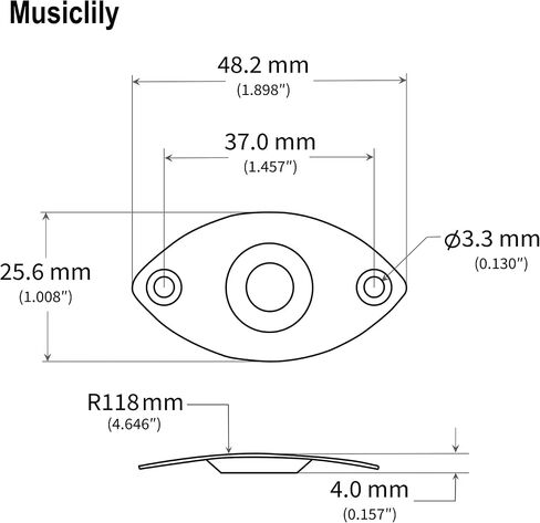 لوحات جاك معدنية فارغة بيضاوية منبعجة من Musiclily للجيتار الكهربائي، أسود (عبوة من قطعتين) in Saudi Arabia