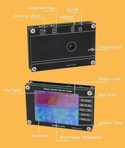 كاميرا تصوير حراري بدقة 320 × 240 بالأشعة تحت الحمراء، تصوير حراري بجيب LCD مقاس 2.8 بوصة، -40 درجة فهرنهايت - 572 درجة فهرنهايت كاميرا حرارية محمولة بالأشعة تحت الحمراء لقياس درجة الحرارة، معدل 8 هرتز in Kuwait