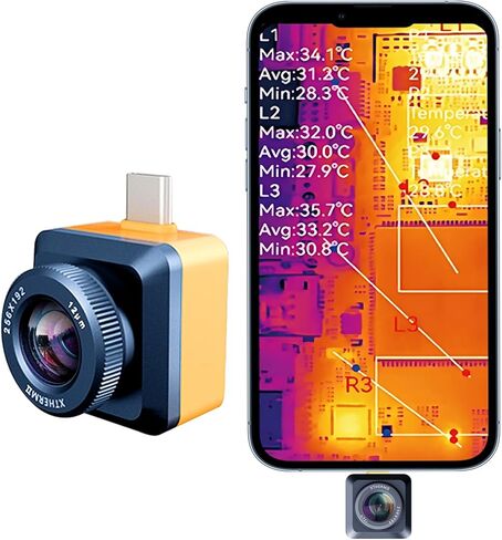 كاميرا حرارية لنظام Android، Xinfrared T2S Plus، مستشعر InfiRay، عدسة ماكرو قابلة للتعديل 8 مم، 25 هرتز، 256x192 IR، تصوير حراري بالأشعة تحت الحمراء مع تقنية تحسين الصورة للصناعة، والكشف المنزلي in Kuwait