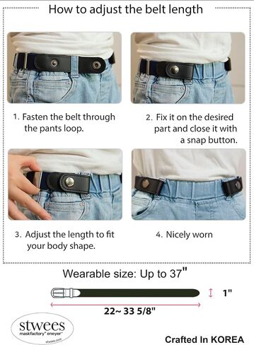 maskfactory eneyer 2 pack men's or women's buckle-less comfortable elastic belt for jeans or casual dress, no buckle in Saudi Arabia