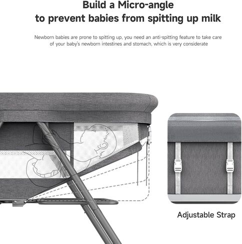 سرير أطفال للنوم بجانب السرير مع سلة تخزين كبيرة وشبكة، سرير أطفال لحديثي الولادة، سرير جانبي محمول للأطفال، سريع الطي وسهل الحمل، سرير داخلي وخارجي مع 4 عجلات صامتة in Kuwait