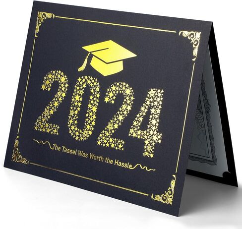 ReliThick 50 Pcs Graduation Certificate Holders Class of 2024 Diploma Holder Gold Graduation Foil Border for 8.5 x 11 Inch Letter Size Certificates, Cardstock, Document Papers in Saudi Arabia