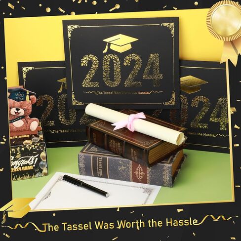 ReliThick 50 Pcs Graduation Certificate Holders Class of 2024 Diploma Holder Gold Graduation Foil Border for 8.5 x 11 Inch Letter Size Certificates, Cardstock, Document Papers in Saudi Arabia