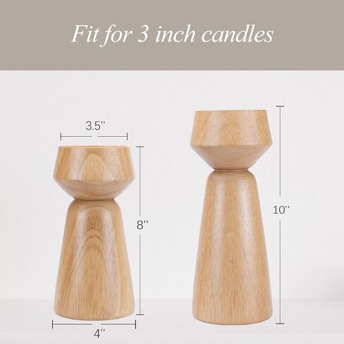مجموعة حوامل شموع عمود خشبي مكونة من 2، حامل شموع خشبي كبير لديكورات الوشاح، قطع مركزية ريفية للطاولات، حامل شموع المزرعة الحديثة المزخرفة in Kuwait