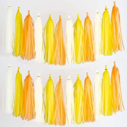Aimto 20pcs Blue and Yellow Shiny Tassel Garland Banner Tissue Paper Tassels for Party Decorations in Saudi Arabia