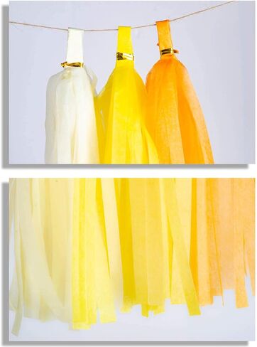 Aimto 20pcs Blue and Yellow Shiny Tassel Garland Banner Tissue Paper Tassels for Party Decorations in Saudi Arabia