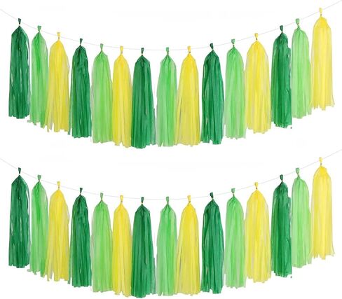 Aimto 20pcs Blue and Yellow Shiny Tassel Garland Banner Tissue Paper Tassels for Party Decorations in Saudi Arabia