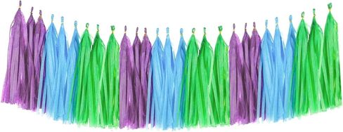Aimto 20pcs Blue and Yellow Shiny Tassel Garland Banner Tissue Paper Tassels for Party Decorations in Saudi Arabia