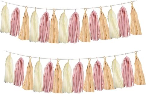 Aimto 20pcs Blue and Yellow Shiny Tassel Garland Banner Tissue Paper Tassels for Party Decorations in Saudi Arabia