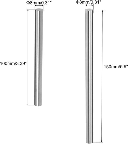 uxcell Round Steel Rod, 8mm High-Speed Steel Lathe Bar Stock Tool 100mm,150mm Long, for Shaft Gear Drill Lathes Boring Machine Turning Miniature Axle, 4pcs in Saudi Arabia