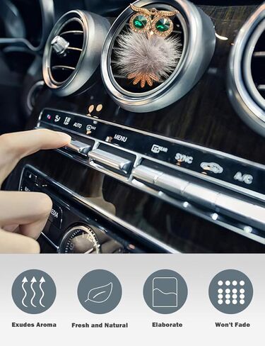 مشبك تنفيس موزع روائح السيارة، قطعتان معطر هواء للسيارة على شكل بومة، مشبك كريستالي رائع لتنفيس الهواء معطرات السيارة للنساء (أسود، رمادي) in Kuwait