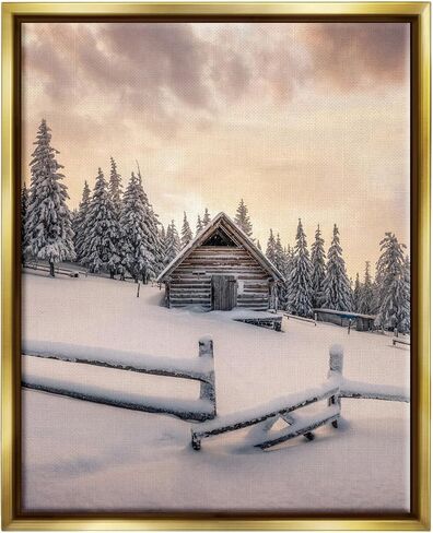 Stupell Industries Rural Winter Cabin Framed Floater Canvas Wall Art by Incado in Saudi Arabia
