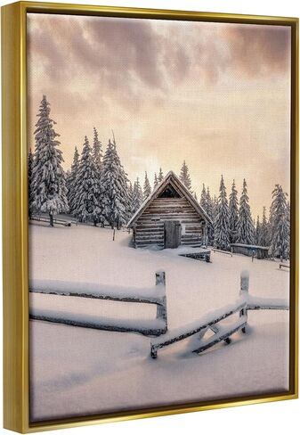 Stupell Industries Rural Winter Cabin Framed Floater Canvas Wall Art by Incado in Saudi Arabia