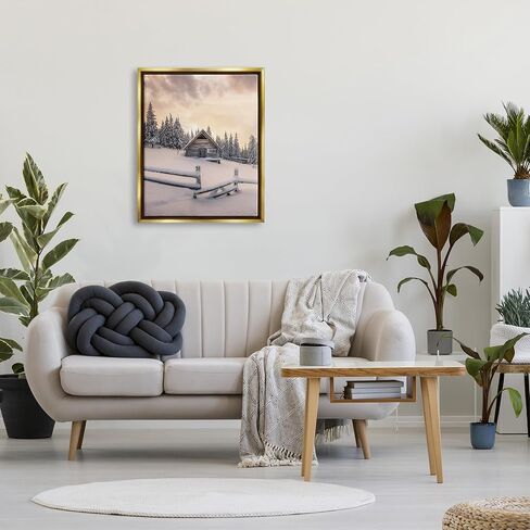 Stupell Industries Rural Winter Cabin Framed Floater Canvas Wall Art by Incado in Saudi Arabia