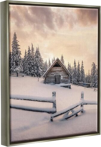 Stupell Industries Rural Winter Cabin Framed Floater Canvas Wall Art by Incado in Saudi Arabia