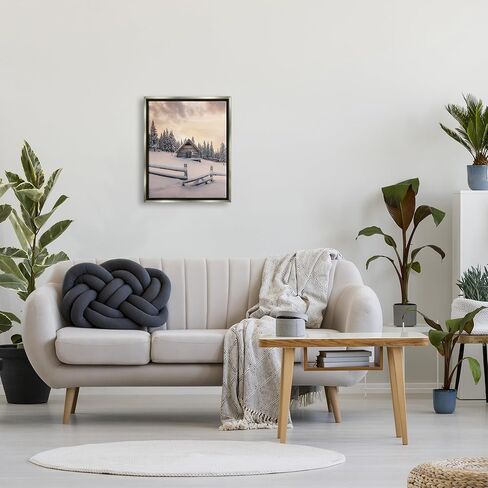 Stupell Industries Rural Winter Cabin Framed Floater Canvas Wall Art by Incado in Saudi Arabia
