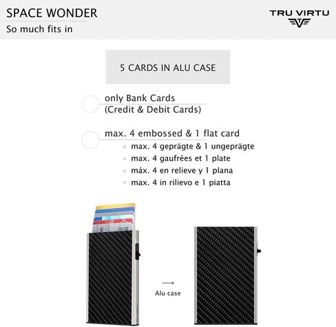 Tru Virtu® Card Holder Click & Slide I Credit Card Holder Wallet I Card-Holder-RFID-NFC-Protection I Aluminium Card-case I Card Storage I Slim Wallet (Carbon Fibre Black/SIL) in Saudi Arabia