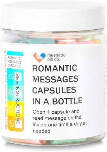 رسالة بأحرف كبسولة في زجاجة - هدايا للأزواج، ملاحظات حب له أو لها، هدية رومانسية رائعة لصديقتك وصديقها - تتضمن 50 قطعة من رسائل حبوب الحب المكتوبة في زجاجة in Kuwait