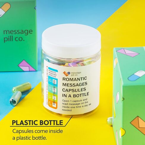 رسالة بأحرف كبسولة في زجاجة - هدايا للأزواج، ملاحظات حب له أو لها، هدية رومانسية رائعة لصديقتك وصديقها - تتضمن 50 قطعة من رسائل حبوب الحب المكتوبة في زجاجة in Kuwait