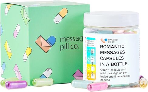 رسالة بأحرف كبسولة في زجاجة - هدايا للأزواج، ملاحظات حب له أو لها، هدية رومانسية رائعة لصديقتك وصديقها - تتضمن 50 قطعة من رسائل حبوب الحب المكتوبة في زجاجة in Kuwait