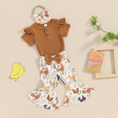 Mandizy Baby Bell قيعان فتاة ملابس الصيف قصيرة الأكمام رومبير مضلع متوهج السراويل عقال 3 6 12 18 شهرا وتتسابق in Saudi Arabia