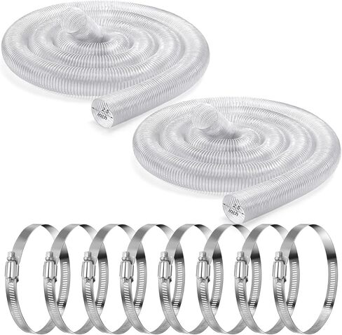 Yaocom 4 Inches 70 ft PVC Dust Collection Hose with Stainless Steel Hose Clamps Set Flexible Clear Vacuum Hose Puncture Resistant Fume Hose for Vacuums Cleaner Fume Dust Collection System in Saudi Arabia