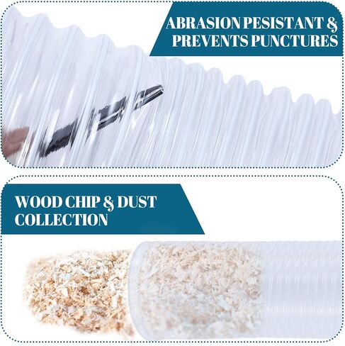 Yaocom 4 Inches 70 ft PVC Dust Collection Hose with Stainless Steel Hose Clamps Set Flexible Clear Vacuum Hose Puncture Resistant Fume Hose for Vacuums Cleaner Fume Dust Collection System in Kuwait